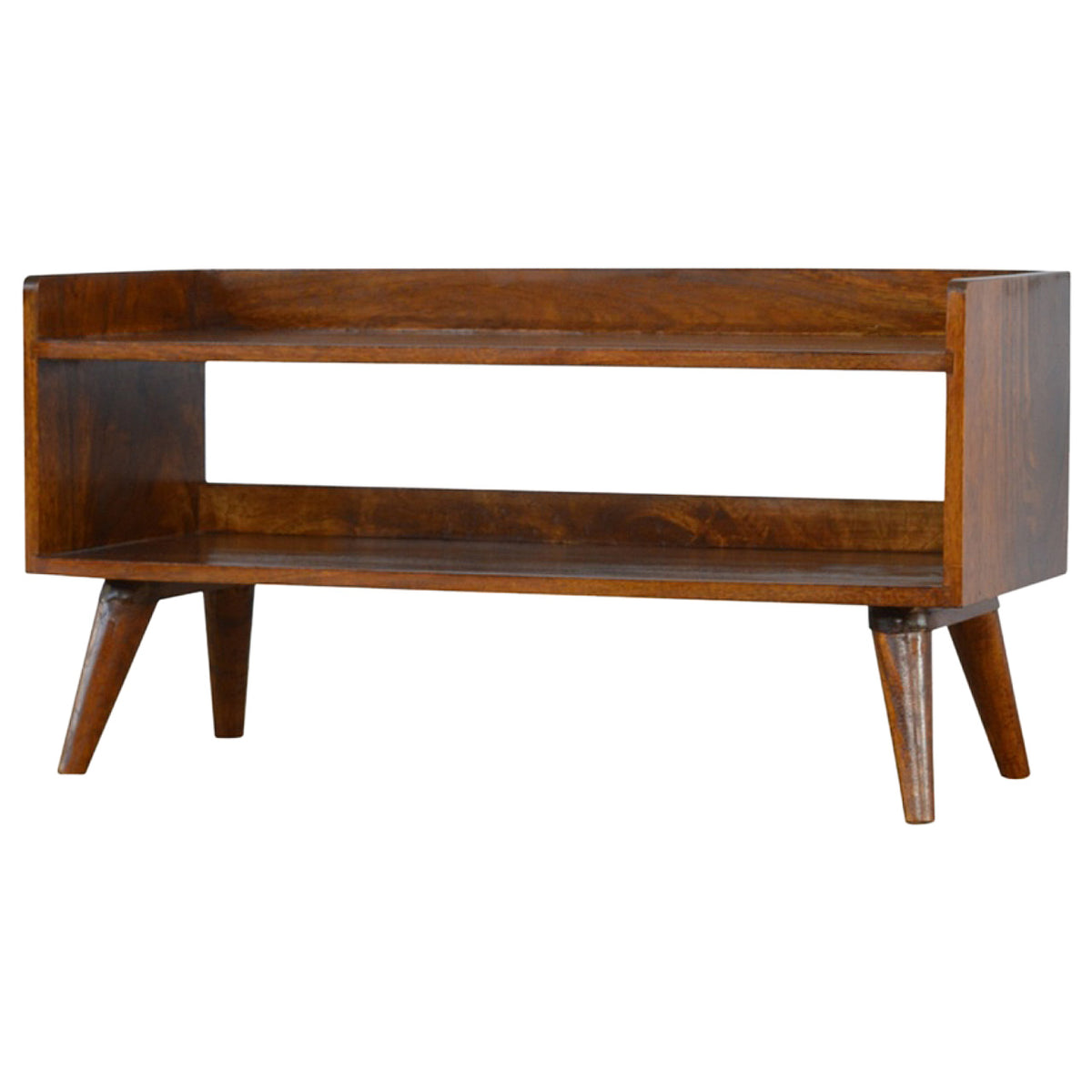 Banc à chaussures nordique châtaigne en bois de manguier massif