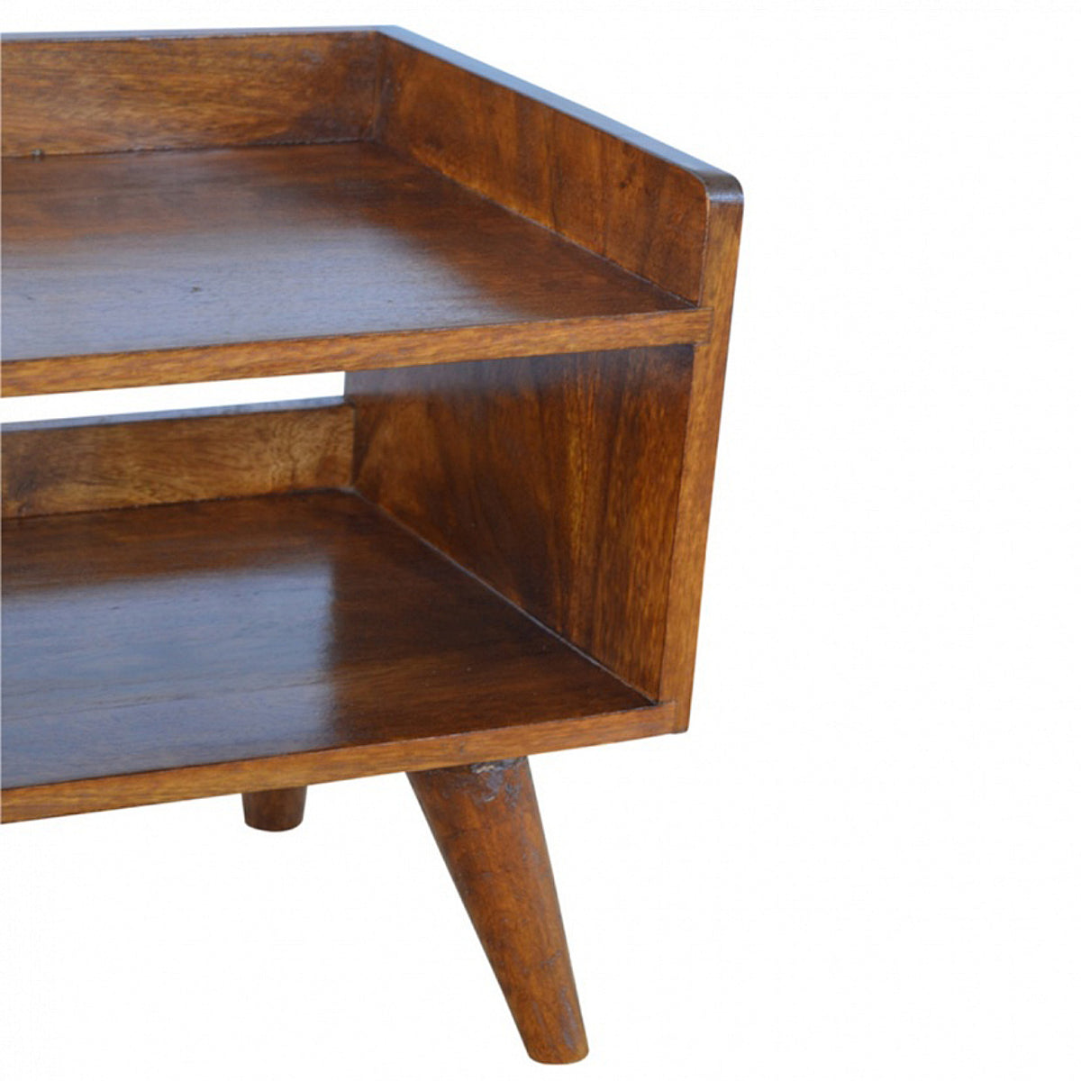 Banc à chaussures nordique châtaigne en bois de manguier massif