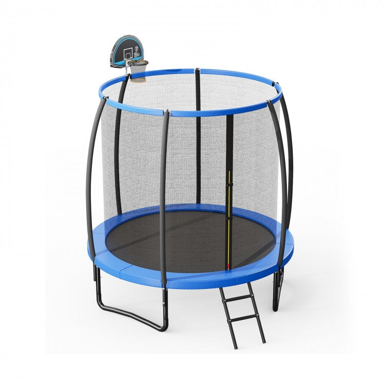 Trampoline récréatif avec panier de basketball, filet de sécurité et échelle