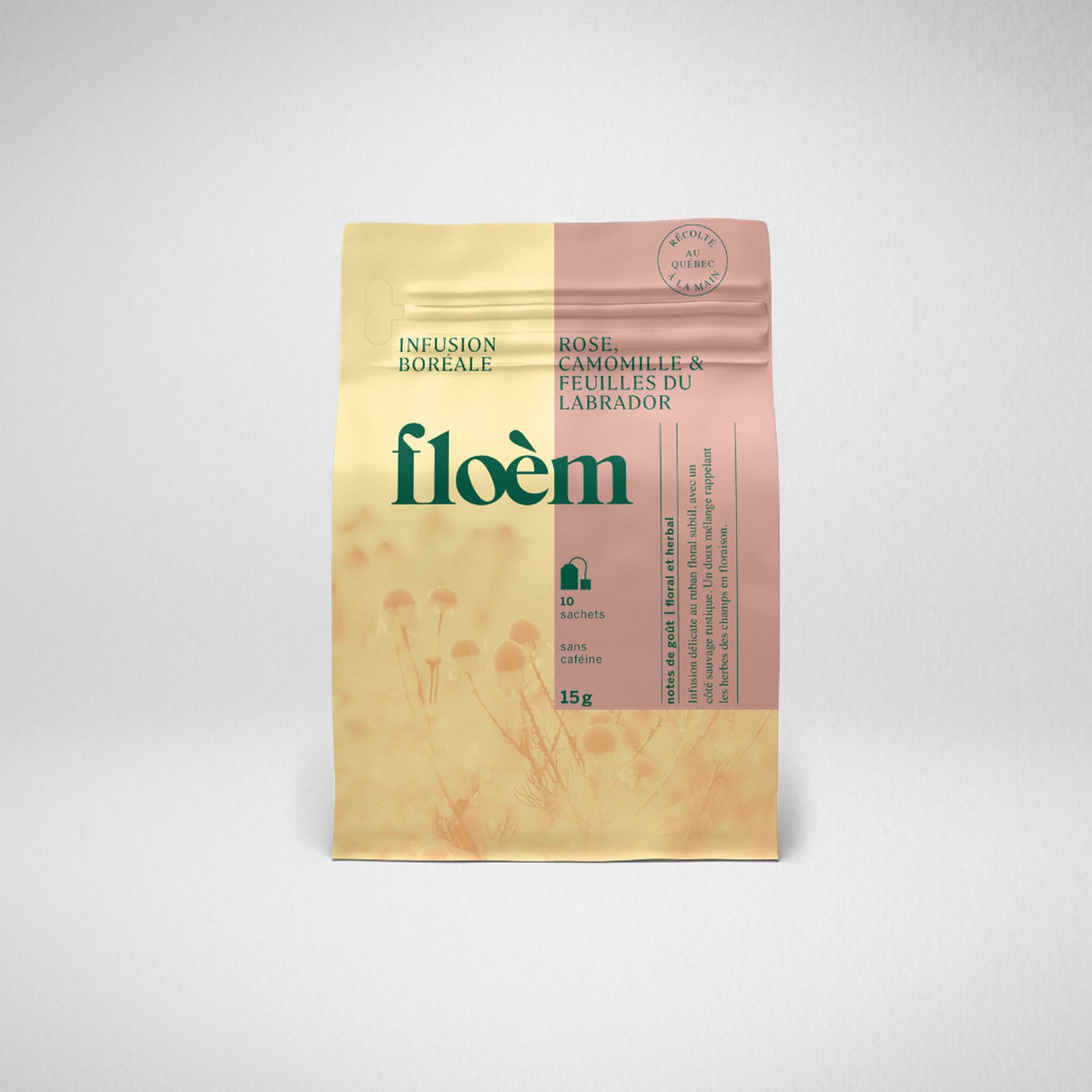 Tisane en sachets - rose, camomille & feuilles du Labrador - 10 sachets (unité)