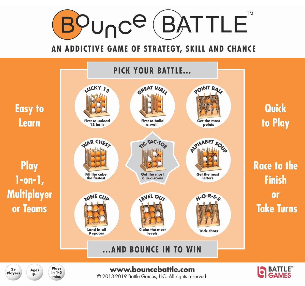 Bounce Battle Édition Bois : jeu addictif de stratégie, d'adresse et de hasard